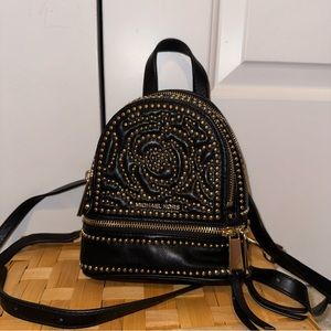 Michael Kors Rhea mini rose studded leather backpack